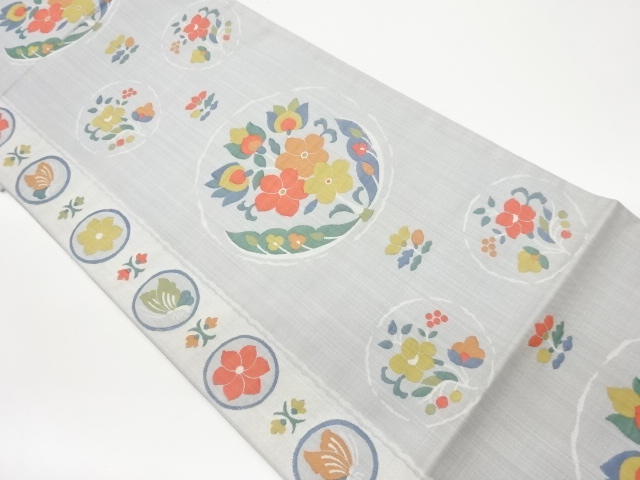 JAPANESE FUKURO OBI / WOVEN FLOWER ROUNDEL
